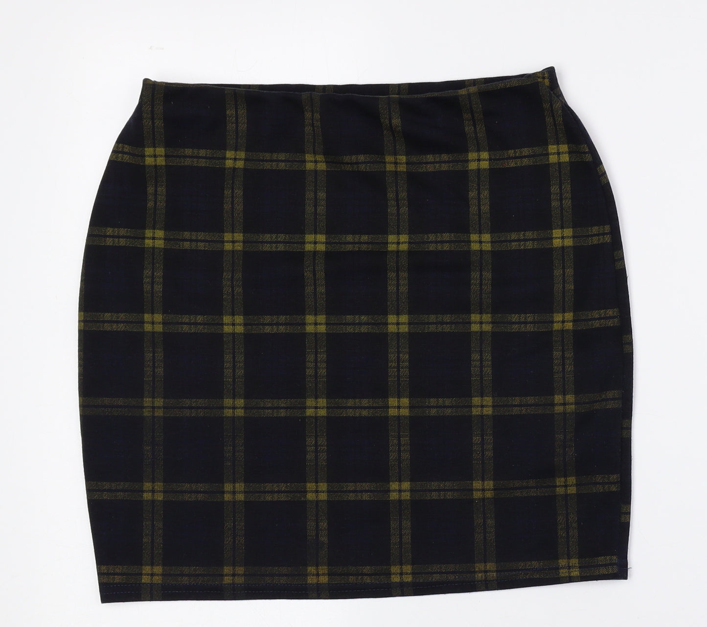 New Look Womens Blue Plaid Polyester Bandage Skirt Size 10