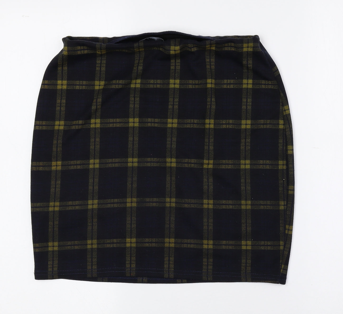 New Look Womens Blue Plaid Polyester Bandage Skirt Size 10