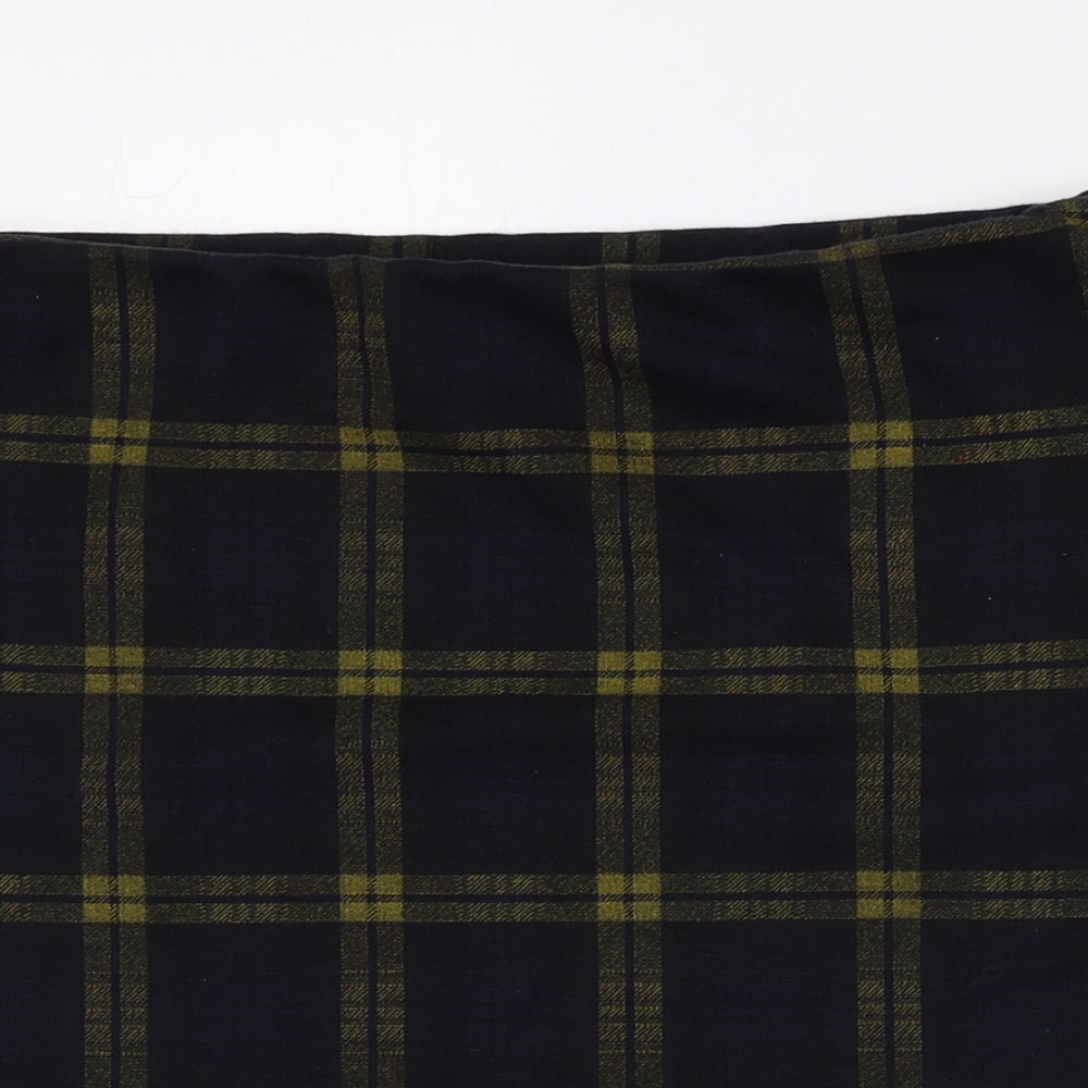 New Look Womens Blue Plaid Polyester Bandage Skirt Size 10
