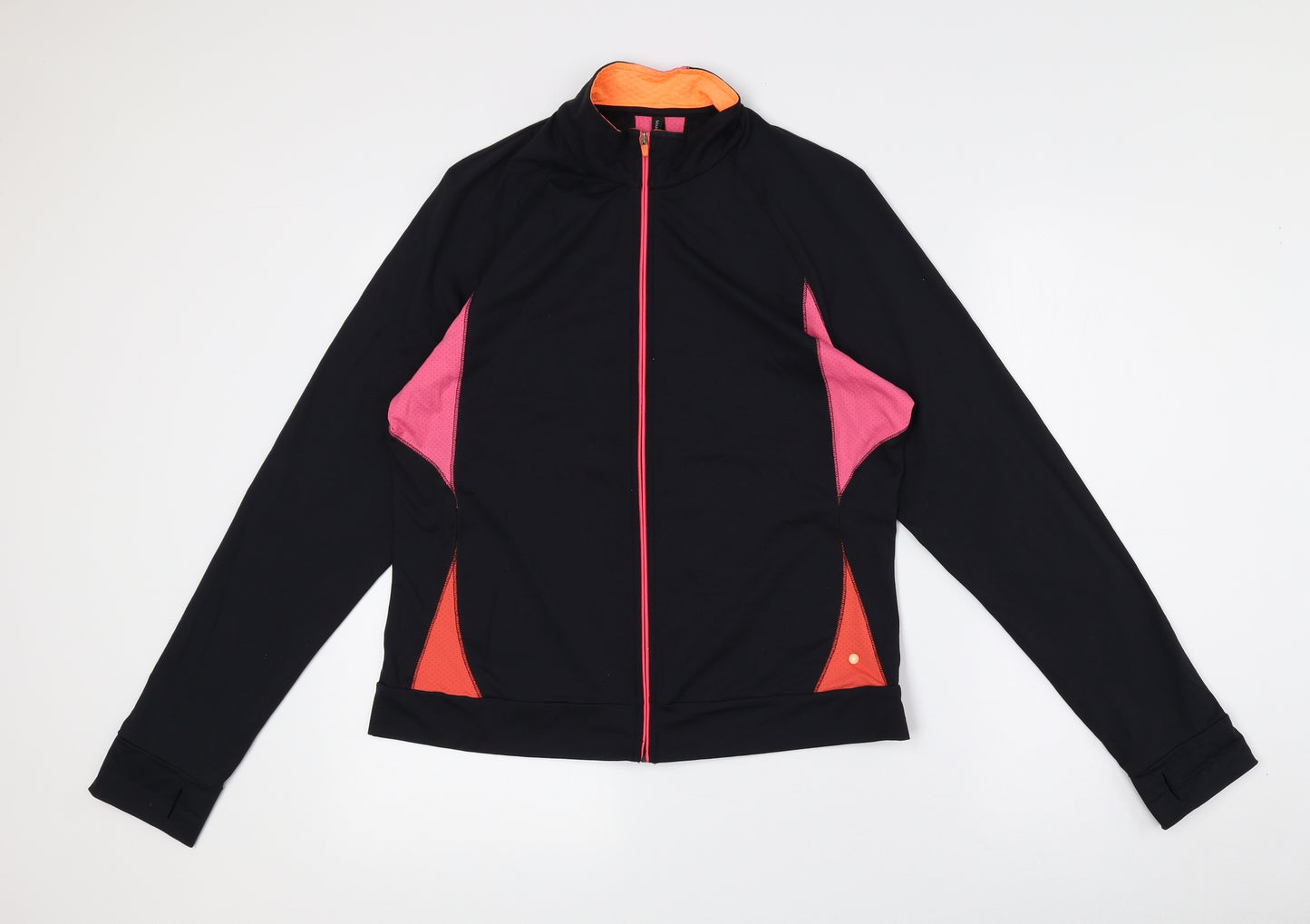 Marks and Spencer Womens Multicoloured Colourblock Polyamide Basic Casual Size 14 High Neck Zip