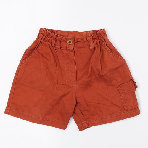 playdays Boys Orange 100% Cotton Cropped Trousers Size 18-24 Months Button - Logo print