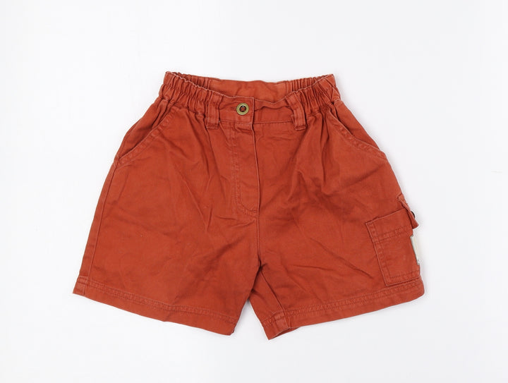 playdays Boys Orange 100% Cotton Cropped Trousers Size 18-24 Months Button - Logo print