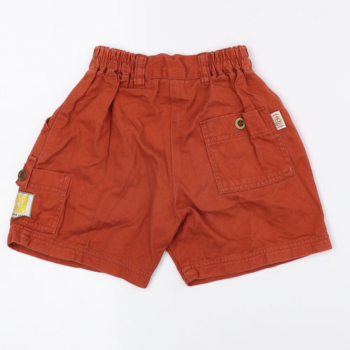 playdays Boys Orange 100% Cotton Cropped Trousers Size 18-24 Months Button - Logo print
