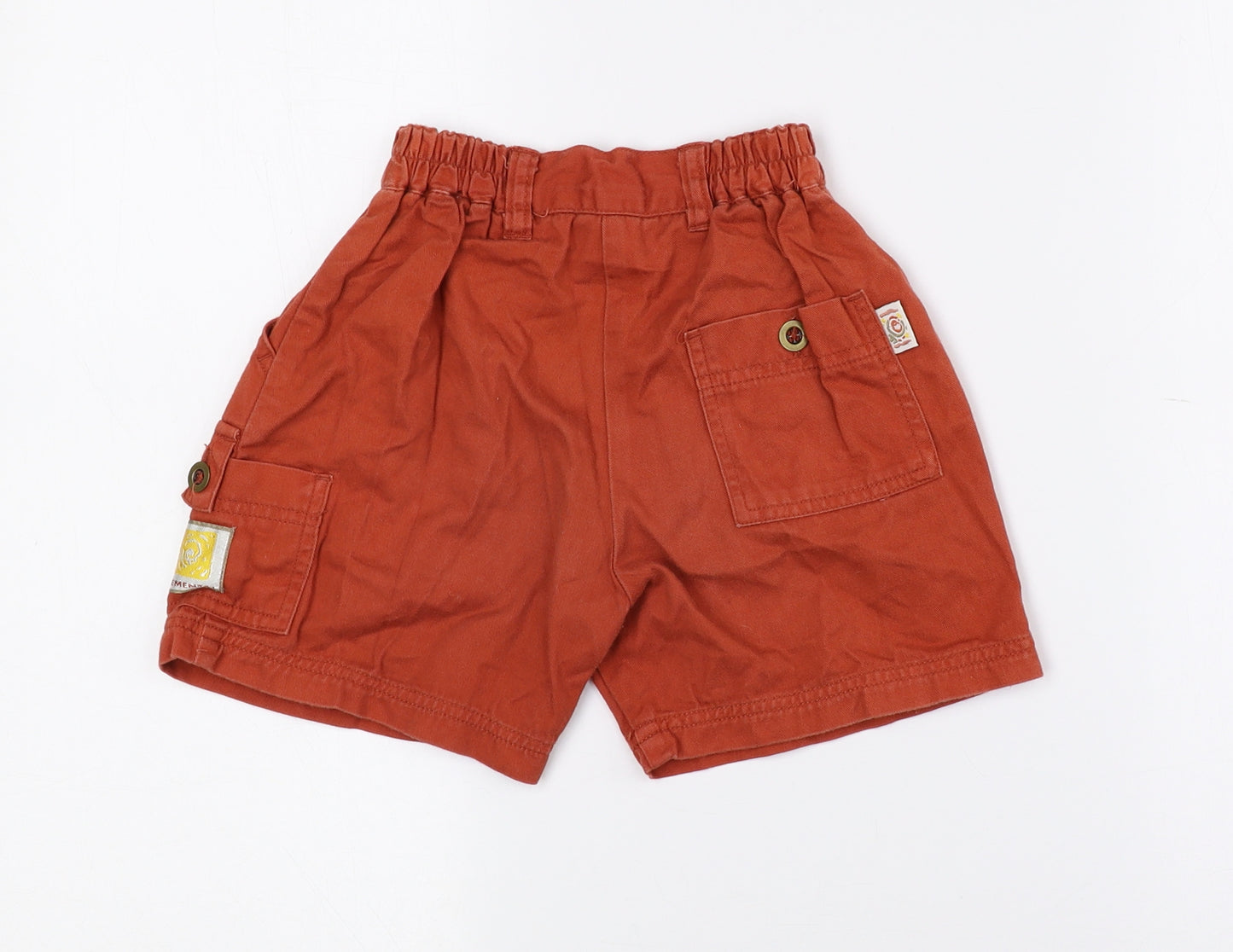 playdays Boys Orange 100% Cotton Cropped Trousers Size 18-24 Months Button - Logo print