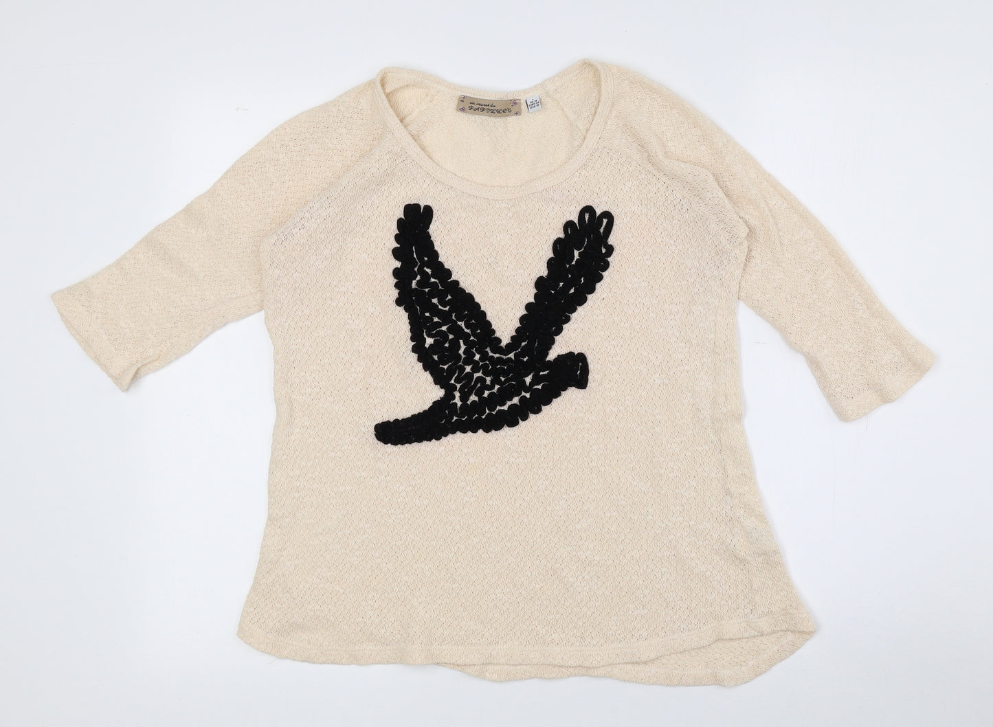 Papillon Womens Pink 100% Cotton Basic T-Shirt Size L Crew Neck - Asymmetrical bottom. Bird
