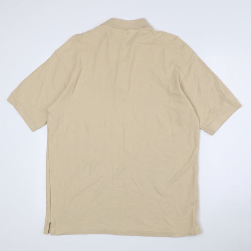 Marks and Spencer Mens Beige 100% Cotton Polo Size S Collared Button
