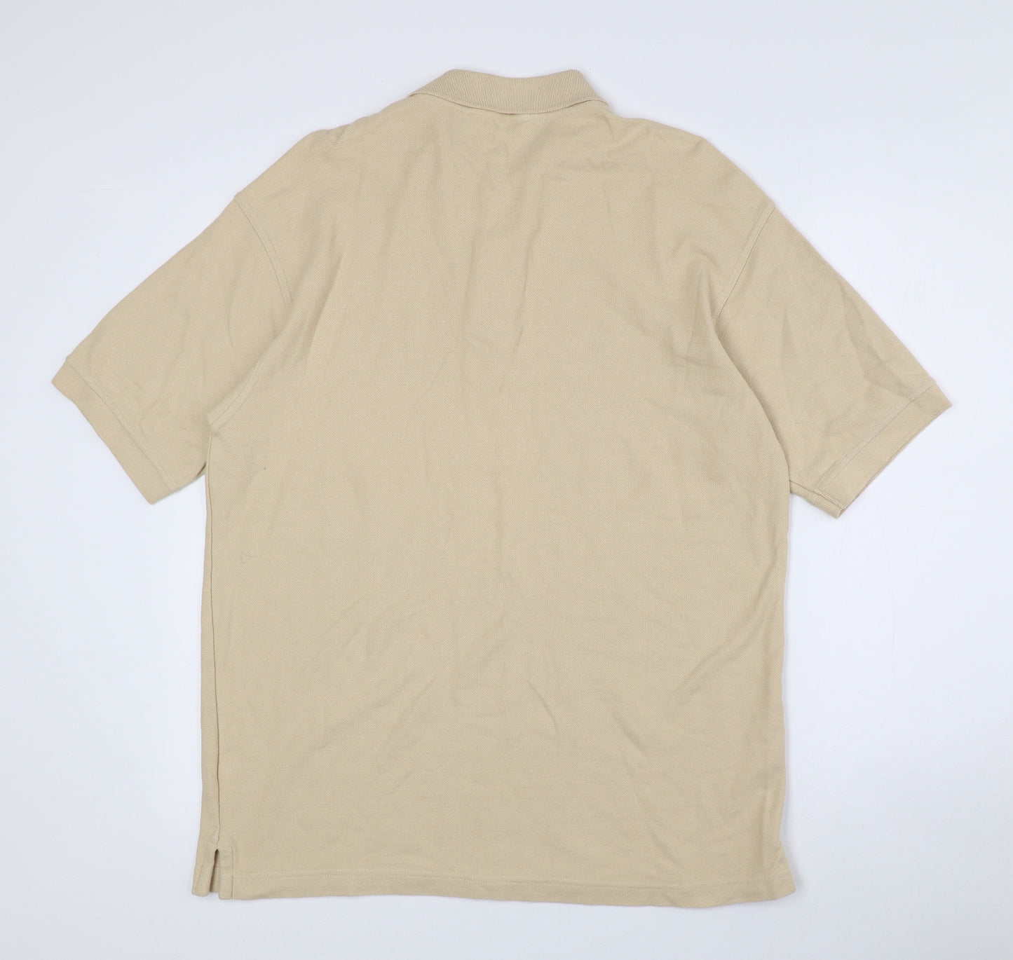 Marks and Spencer Mens Beige 100% Cotton Polo Size S Collared Button