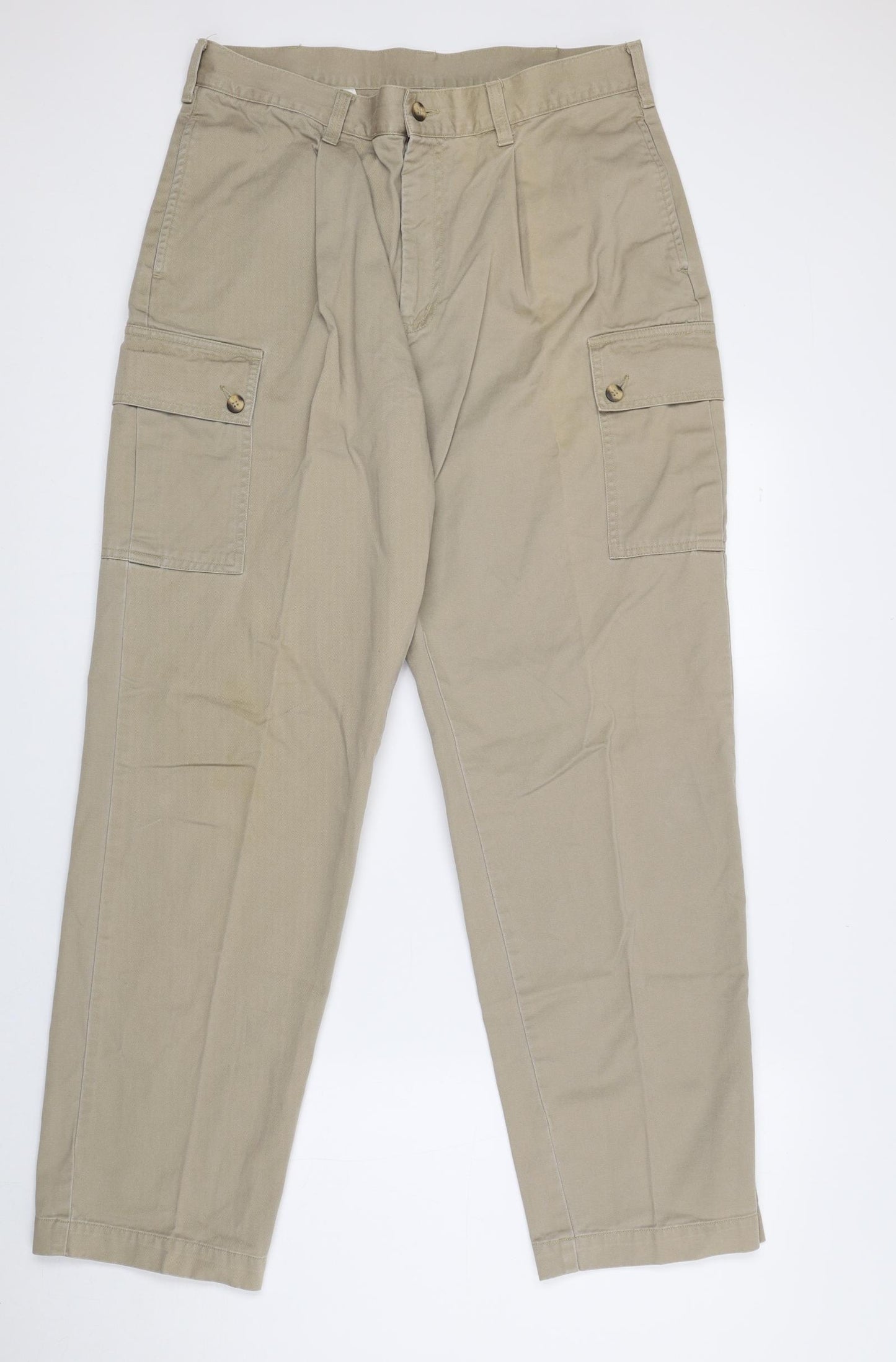 Burton Mens Beige Acrylic Cargo Trousers Size 34 in L30 in Regular Zip