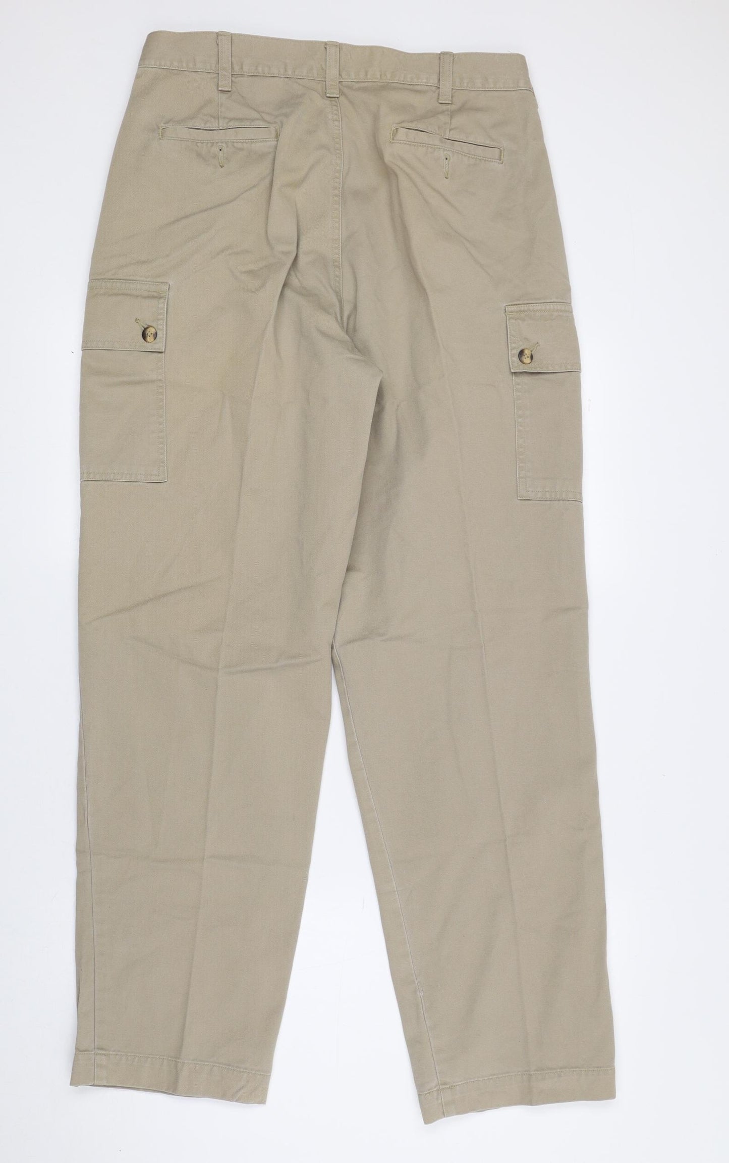 Burton Mens Beige Acrylic Cargo Trousers Size 34 in L30 in Regular Zip