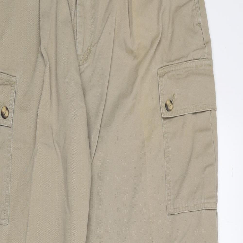 Burton Mens Beige Acrylic Cargo Trousers Size 34 in L30 in Regular Zip