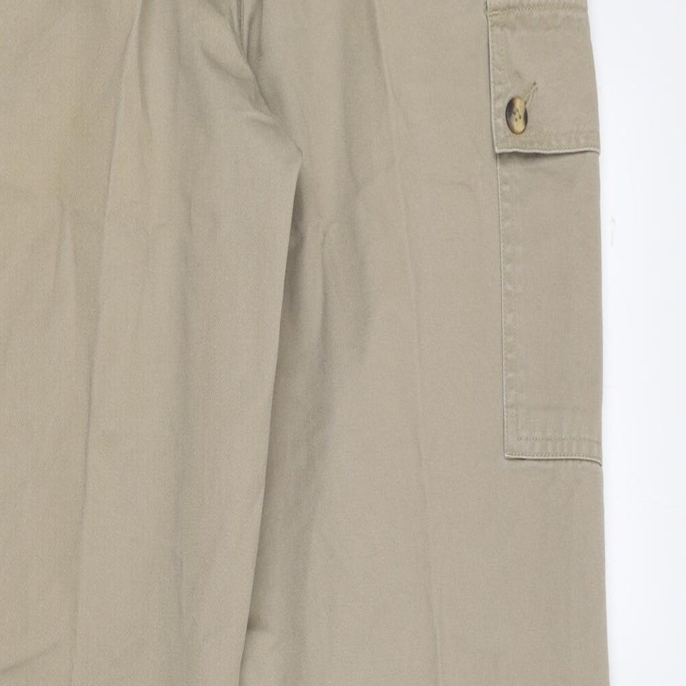Burton Mens Beige Acrylic Cargo Trousers Size 34 in L30 in Regular Zip