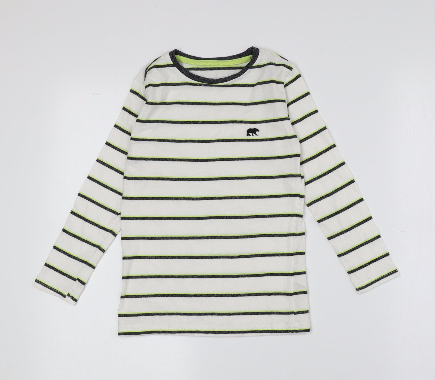 Dunnes Stores Boys Multicoloured Striped Cotton Basic T-Shirt Size 4-5 Years Crew Neck