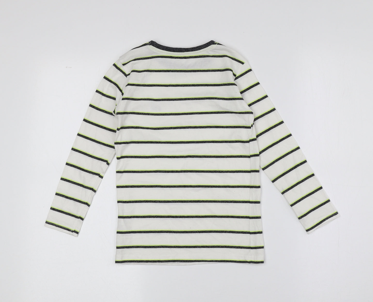 Dunnes Stores Boys Multicoloured Striped Cotton Basic T-Shirt Size 4-5 Years Crew Neck