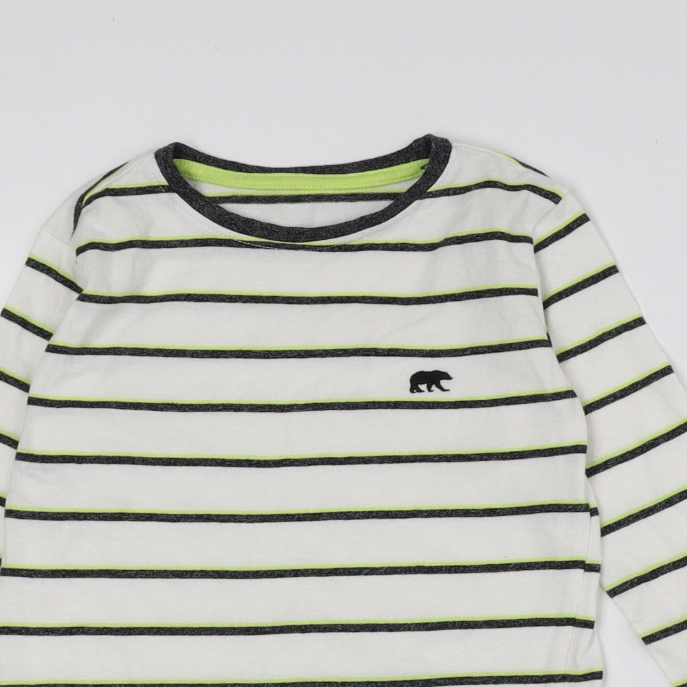 Dunnes Stores Boys Multicoloured Striped Cotton Basic T-Shirt Size 4-5 Years Crew Neck