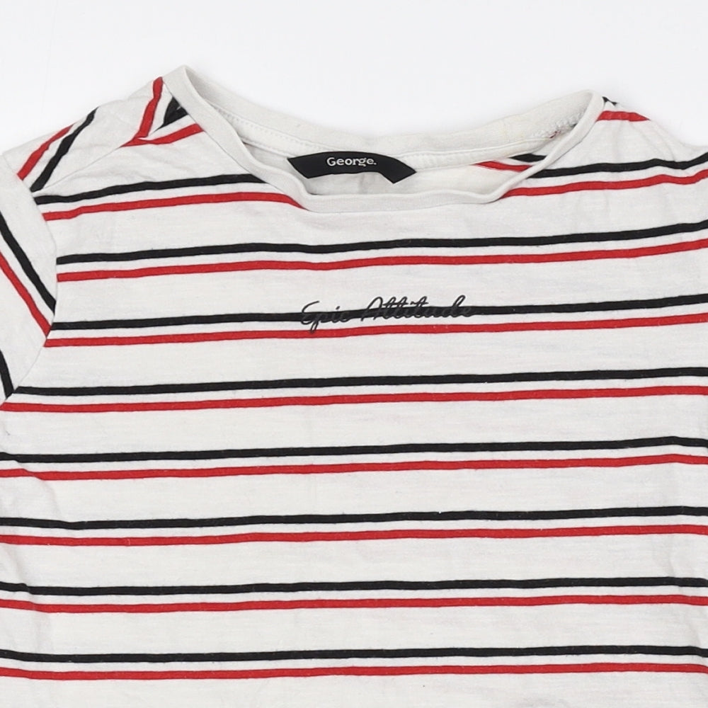 George Boys Multicoloured Striped 100% Cotton Basic T-Shirt Size 5-6 Years Crew Neck Pullover - Epic Attitude