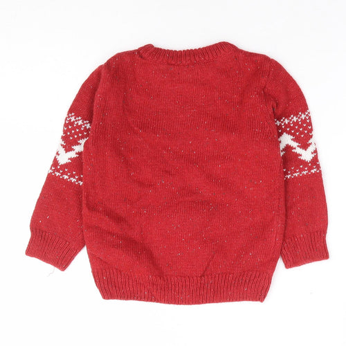 NEXT Boys Red Acrylic Pullover Jumper Size 18-24 Months Pullover - Christmas Reindeer
