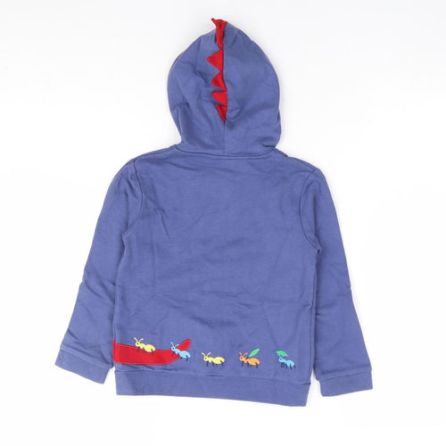 JoJo Maman Bébé Boys Blue 100% Cotton Full Zip Hoodie Size 2-3 Years Zip - Dinosaur