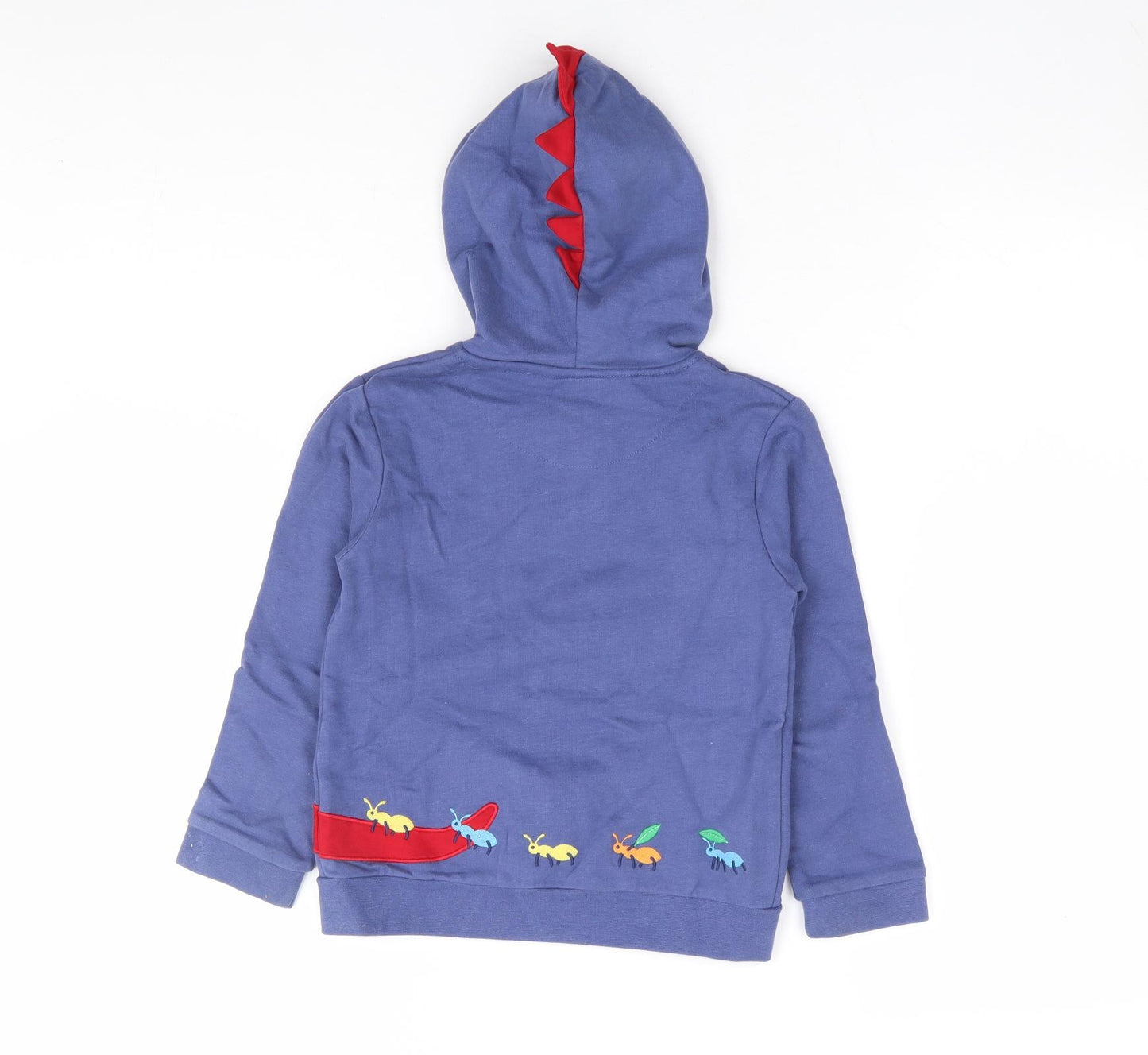 JoJo Maman Bébé Boys Blue 100% Cotton Full Zip Hoodie Size 2-3 Years Zip - Dinosaur