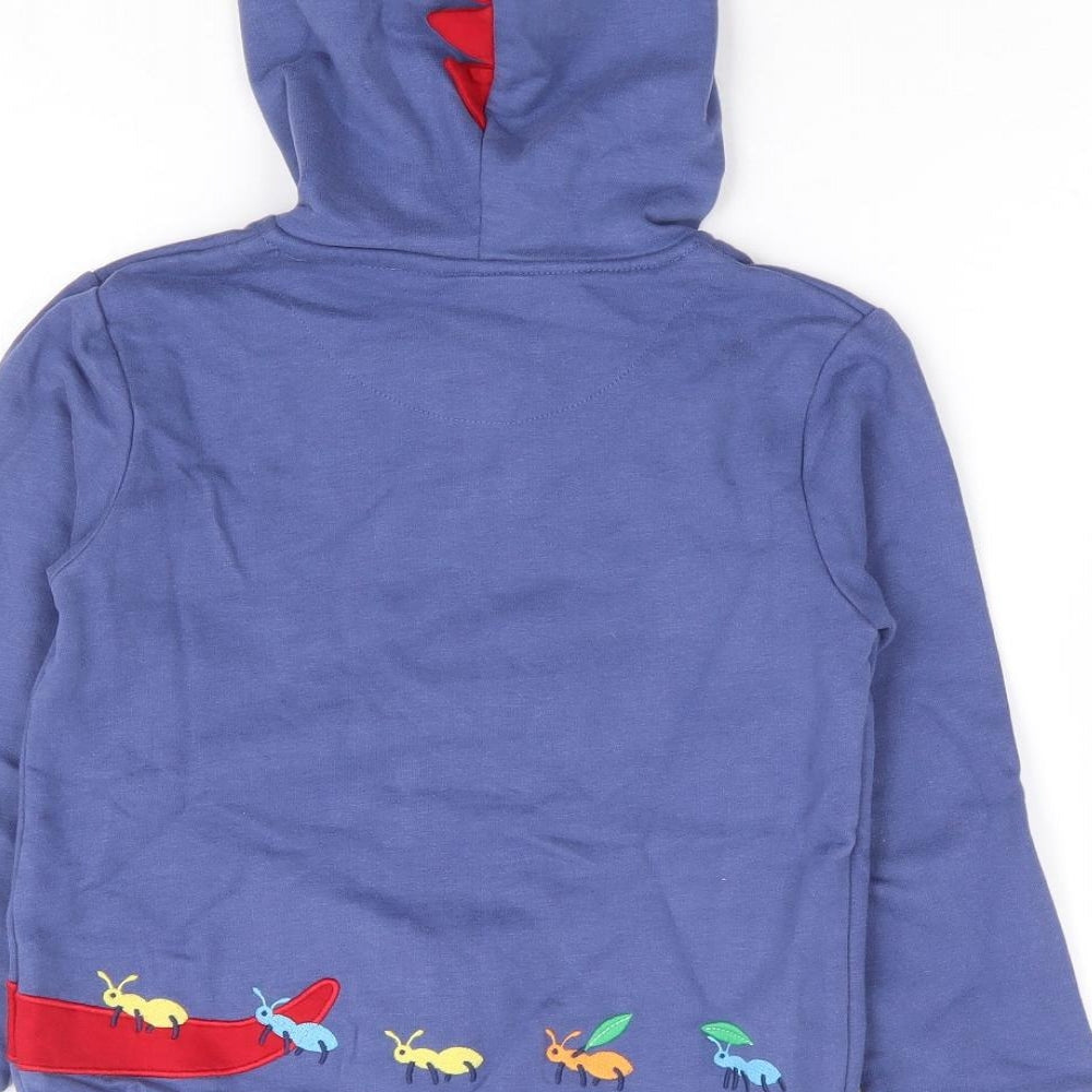 JoJo Maman Bébé Boys Blue 100% Cotton Full Zip Hoodie Size 2-3 Years Zip - Dinosaur