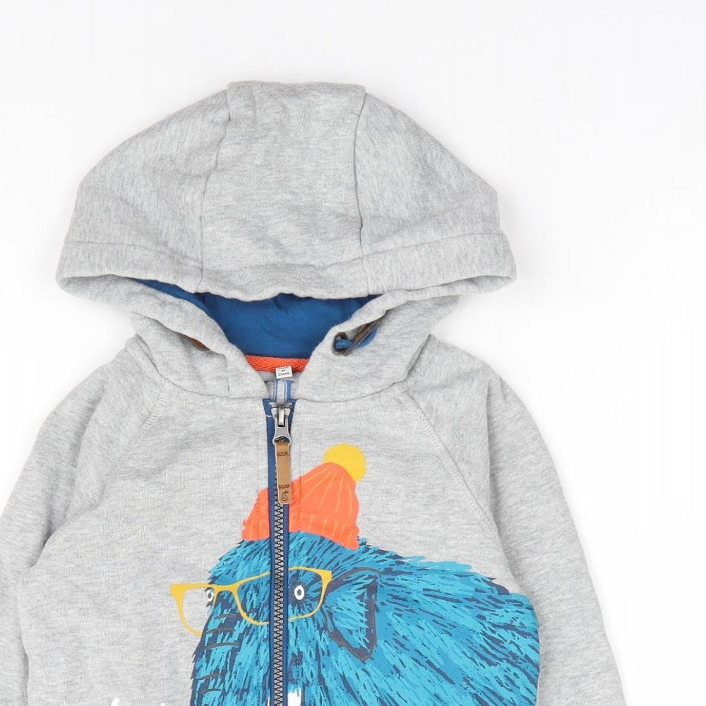 Joules Boys Grey Cotton Full Zip Hoodie Size 4 Years Zip - Mammoth
