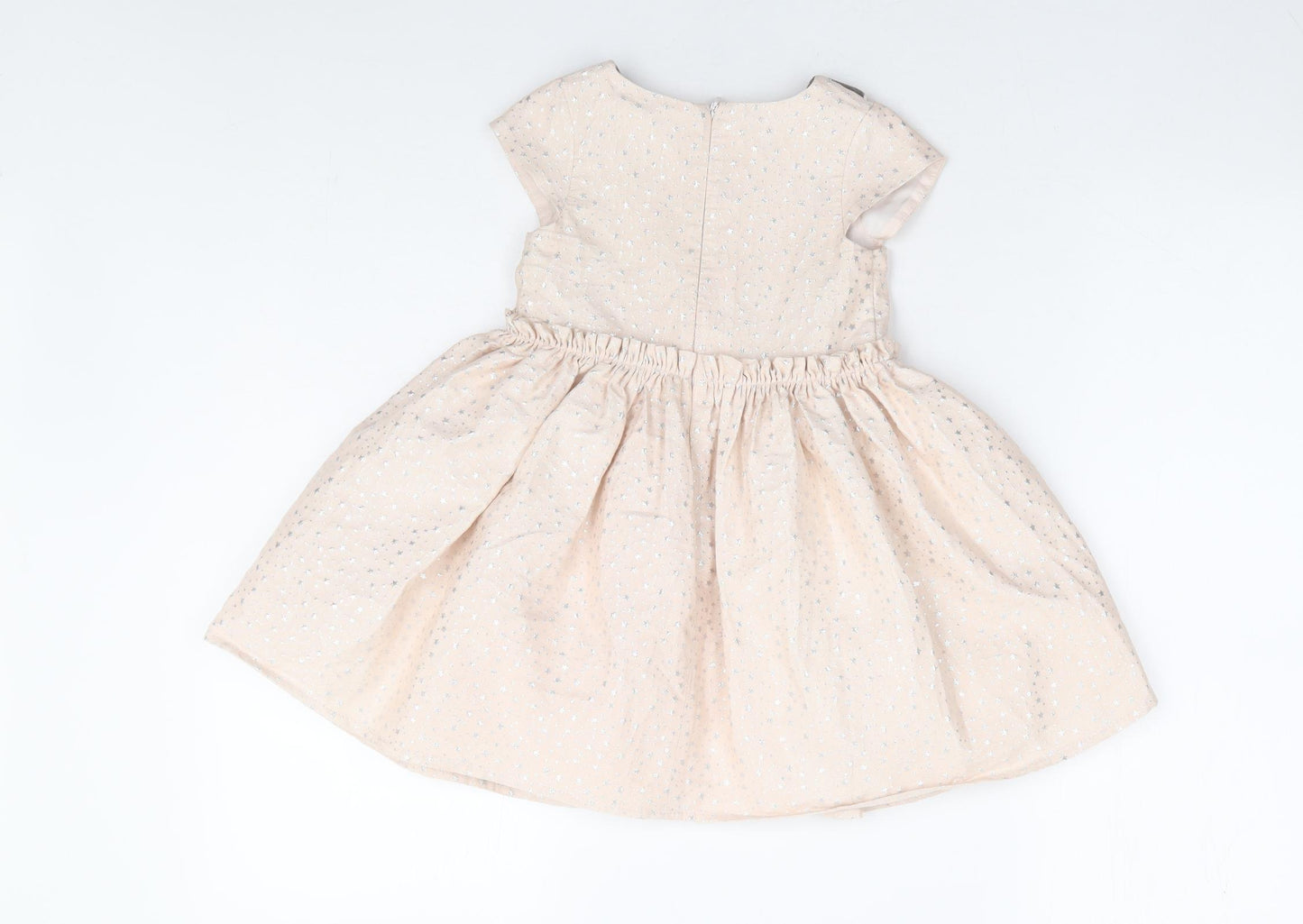 Dunnes Stores Girls Pink Geometric Polyester Fit & Flare Size 2-3 Years Collared Zip - Star Print