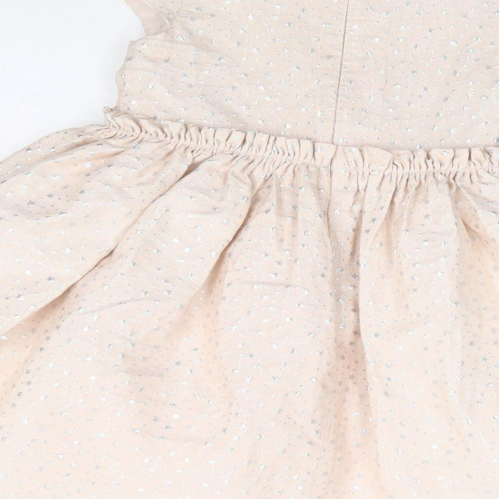 Dunnes Stores Girls Pink Geometric Polyester Fit & Flare Size 2-3 Years Collared Zip - Star Print