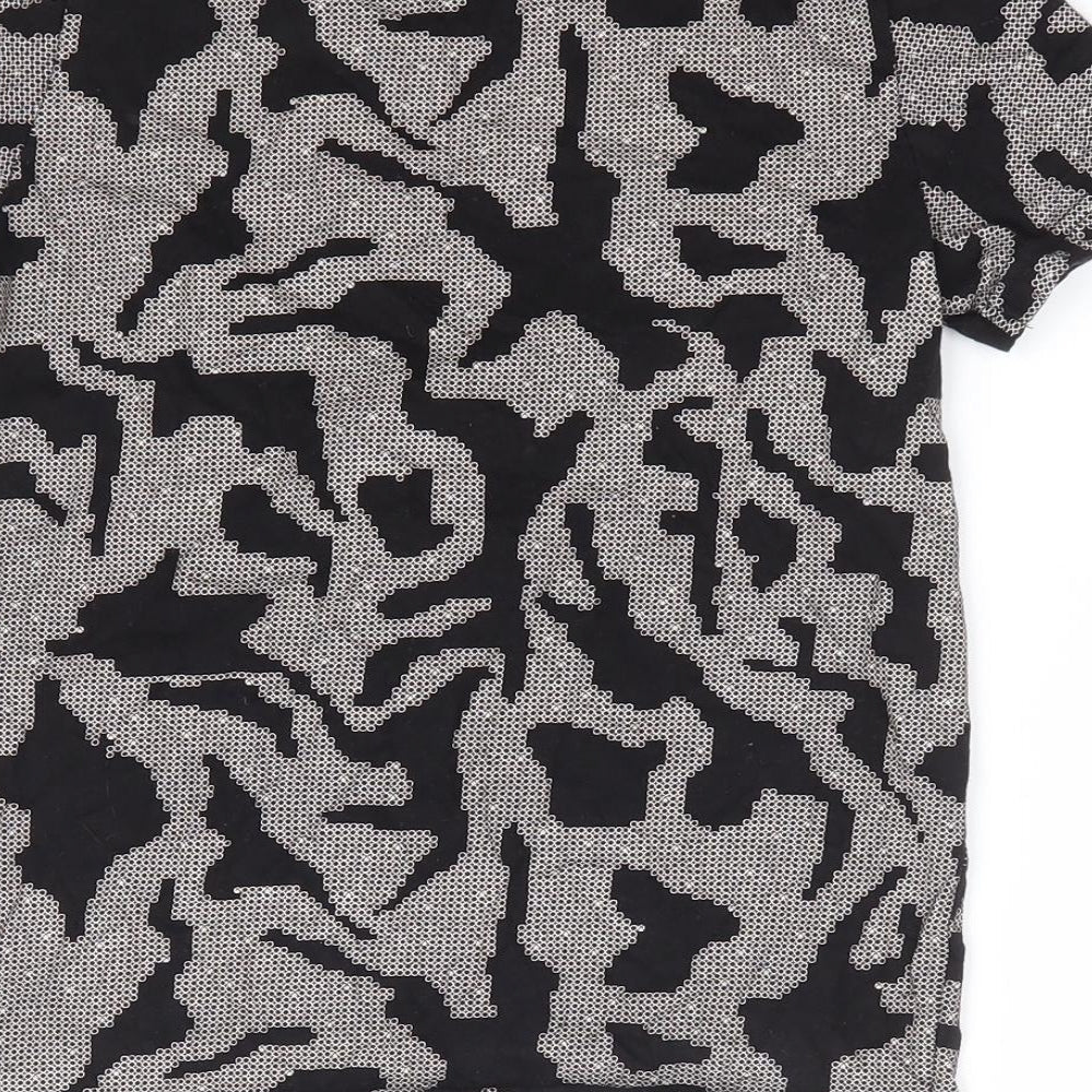 F&F Boys Black Camouflage 100% Cotton Basic T-Shirt Size 7-8 Years Round Neck Pullover - XBOX