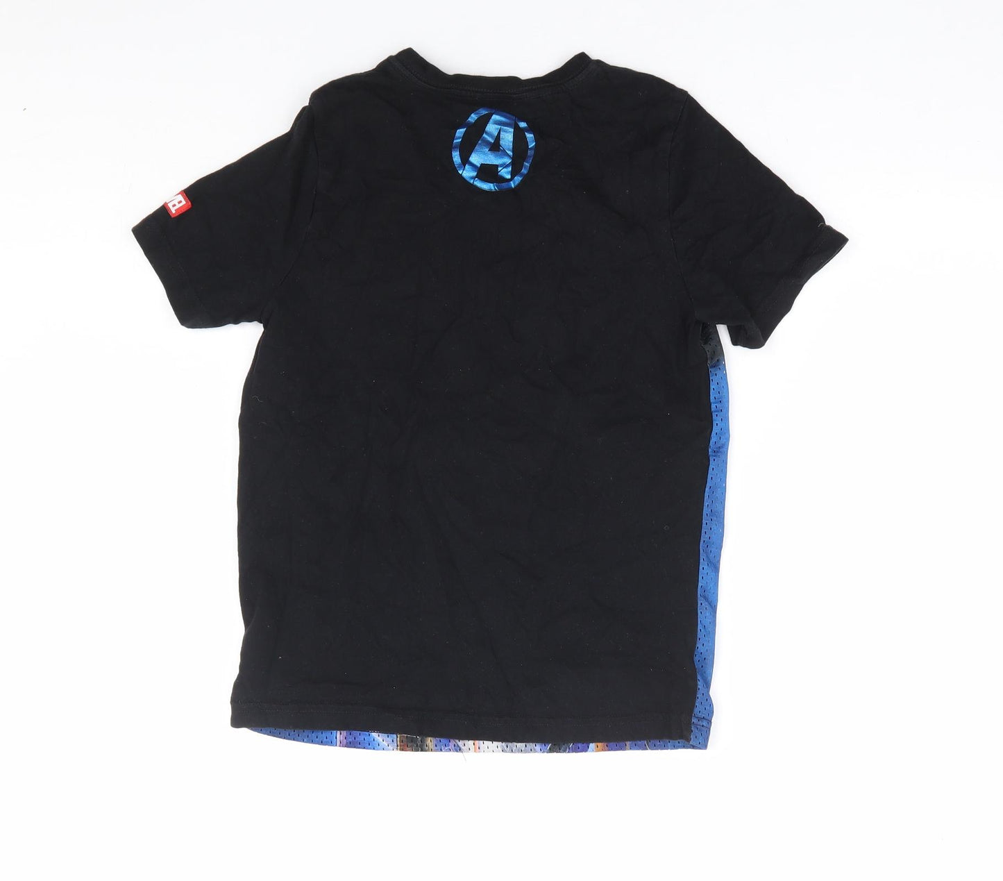 F&F Boys Black 100% Polyester Basic T-Shirt Size 9-10 Years Round Neck Pullover - Avengers