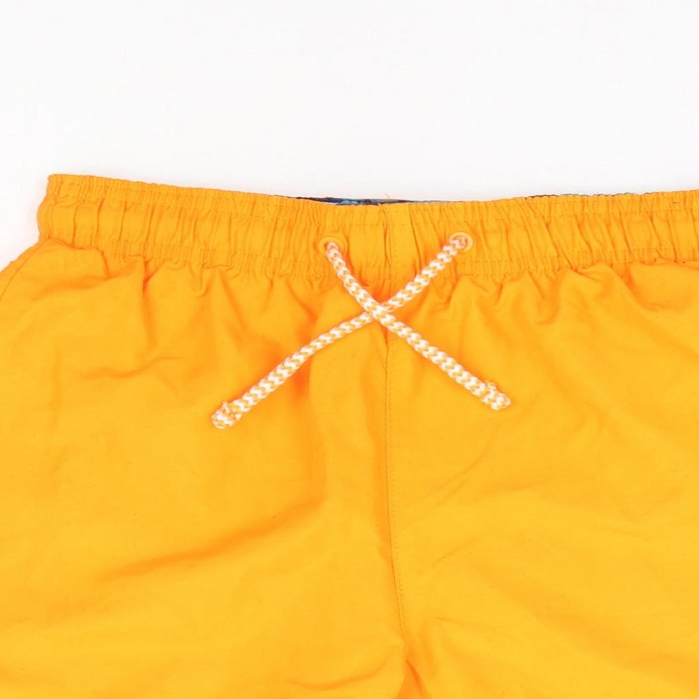 F&Fq Boys Orange 100% Polyester Sweat Shorts Size 8-9 Years Regular Drawstring - Neon Swim Short