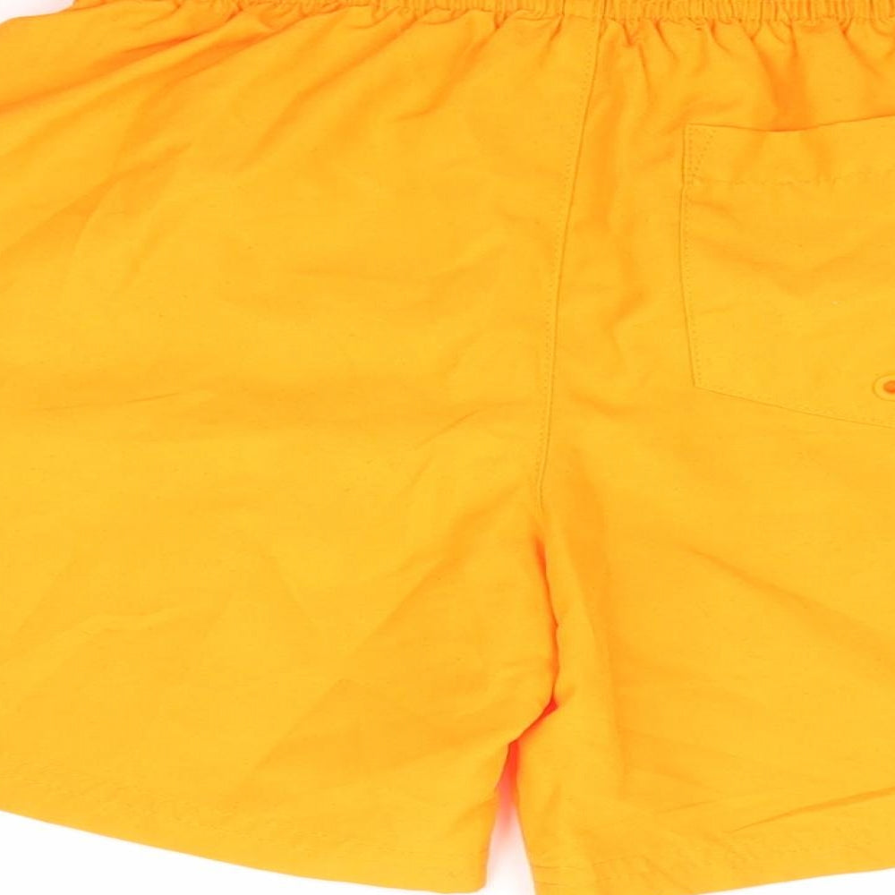 F&Fq Boys Orange 100% Polyester Sweat Shorts Size 8-9 Years Regular Drawstring - Neon Swim Short