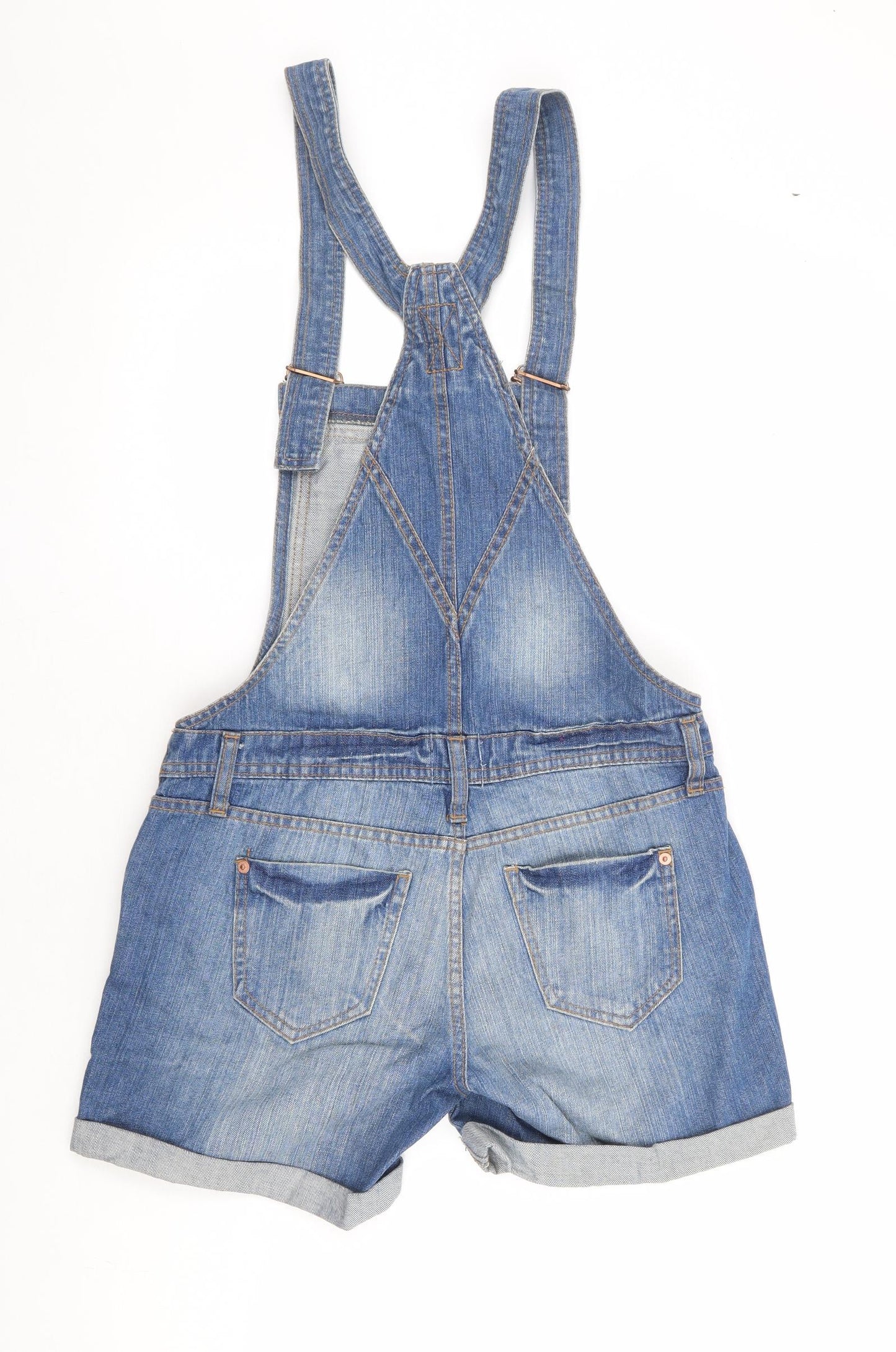 River Island Womens Blue 100% Cotton Dungaree One-Piece Size 8 L6 in Button