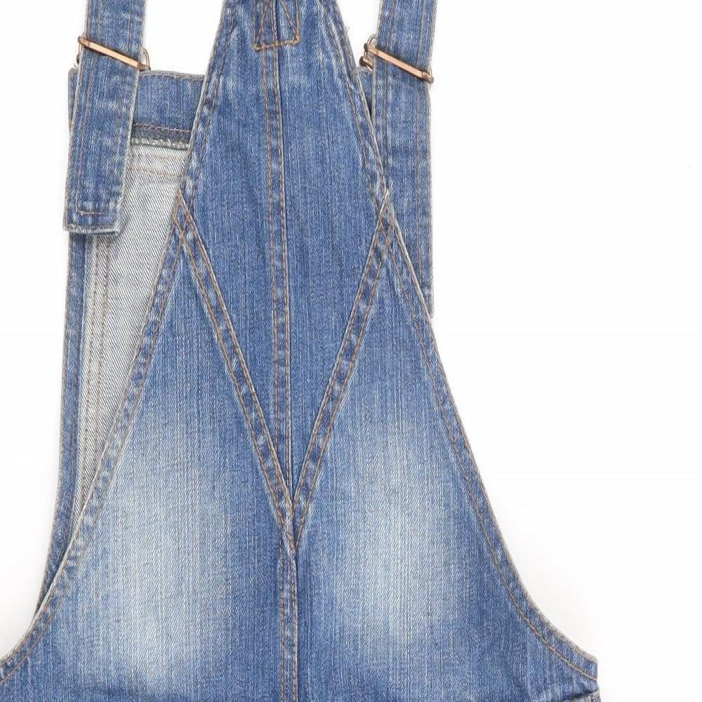 River Island Womens Blue 100% Cotton Dungaree One-Piece Size 8 L6 in Button