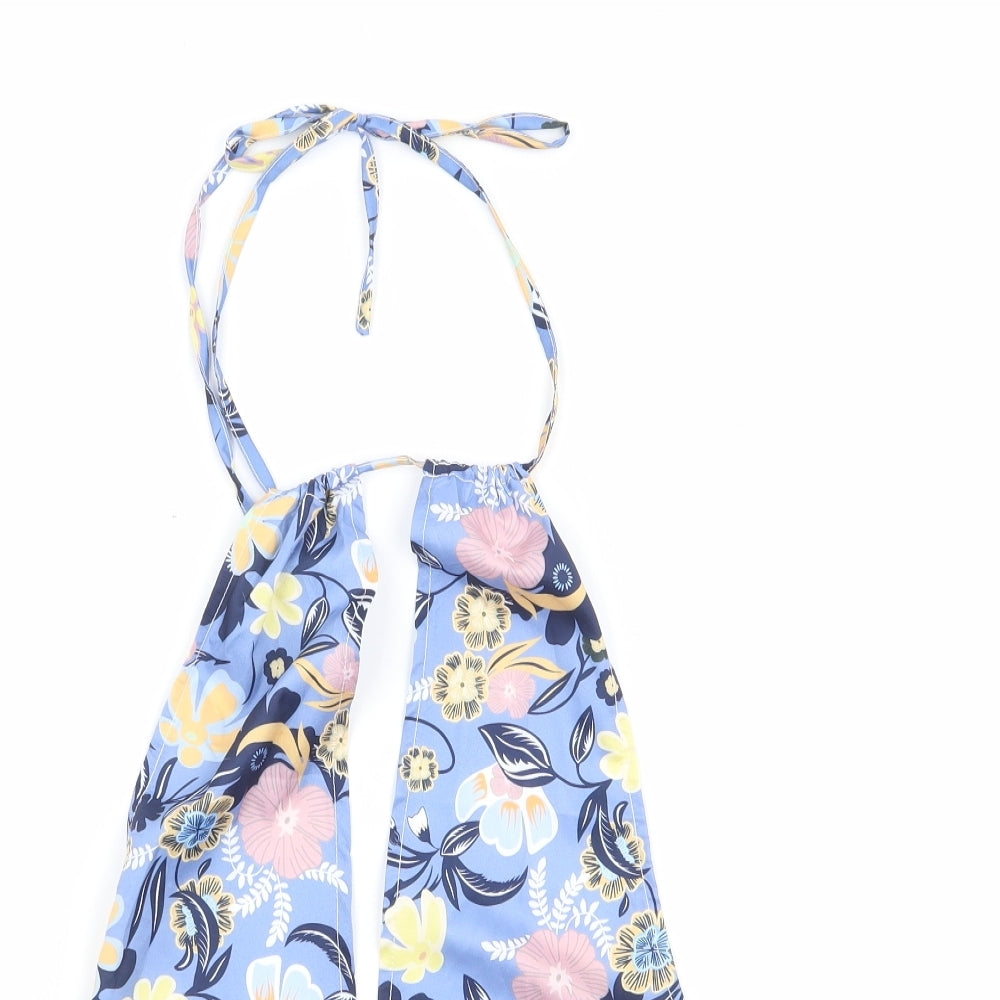 SheIn Womens Blue Floral Polyester Cropped Blouse Size XS Halter