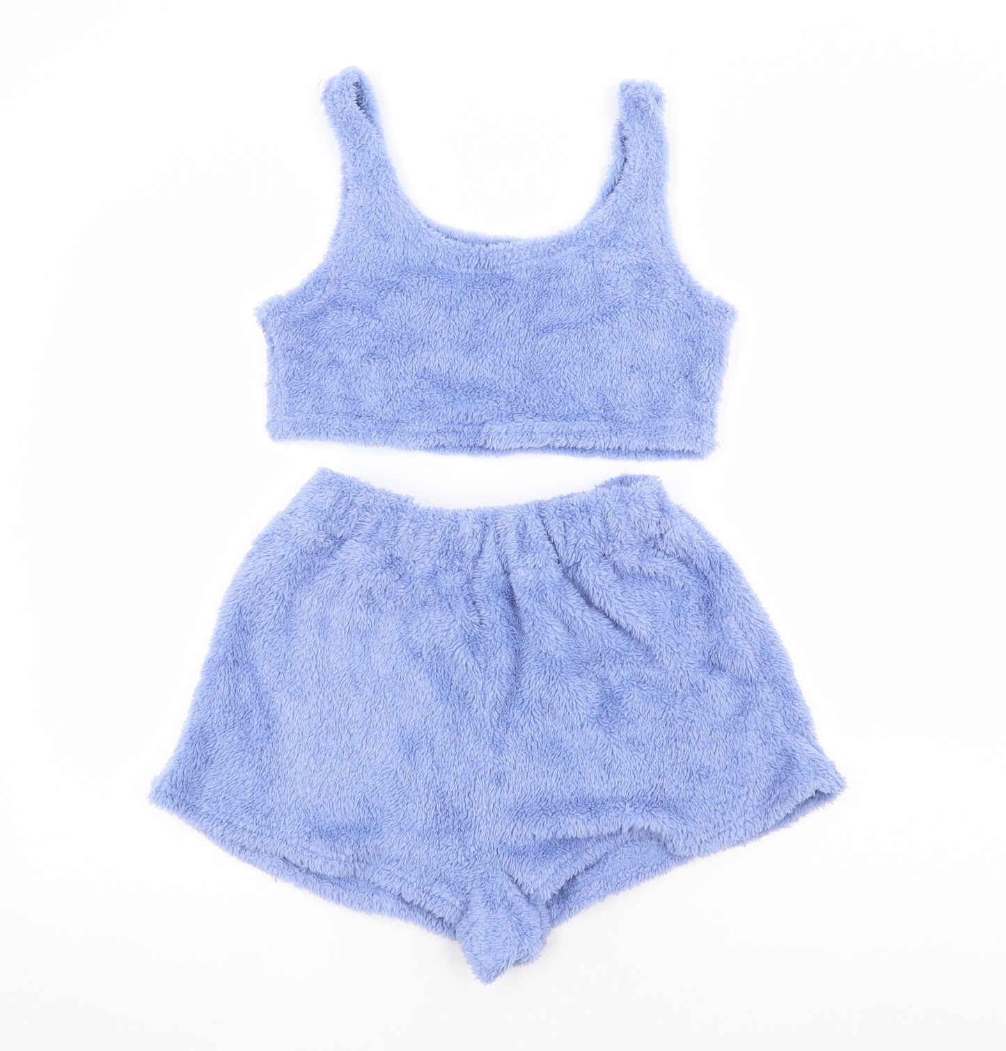 Preworn Womens Blue Solid Polyester Top Lounge Set Size S - Fluffy