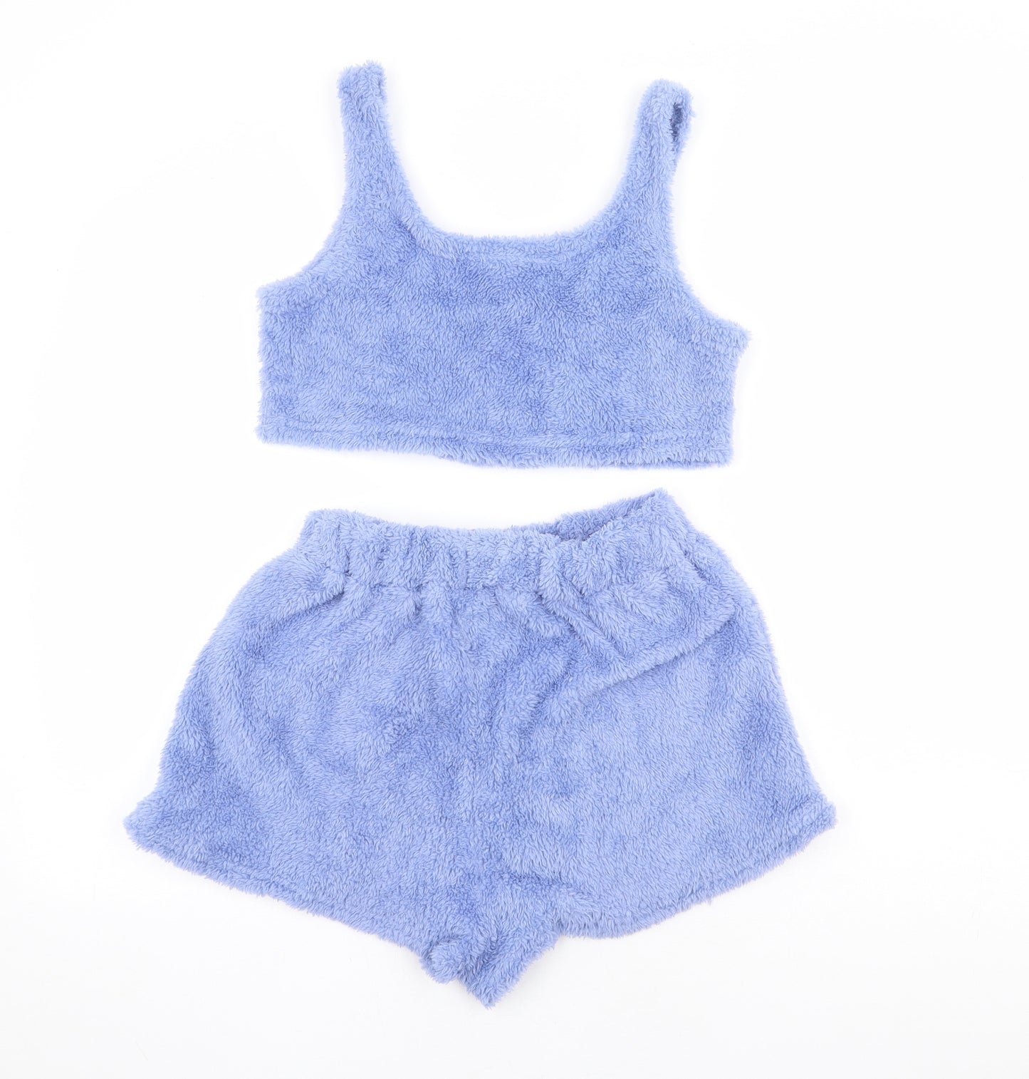 Preworn Womens Blue Solid Polyester Top Lounge Set Size S - Fluffy