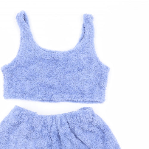 Preworn Womens Blue Solid Polyester Top Lounge Set Size S - Fluffy