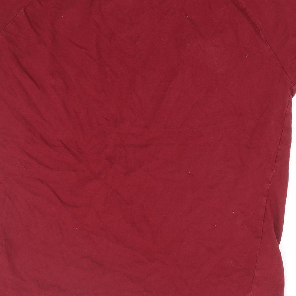 adidias Womens Red 100% Cotton Ringer T-Shirt Size L Round Neck