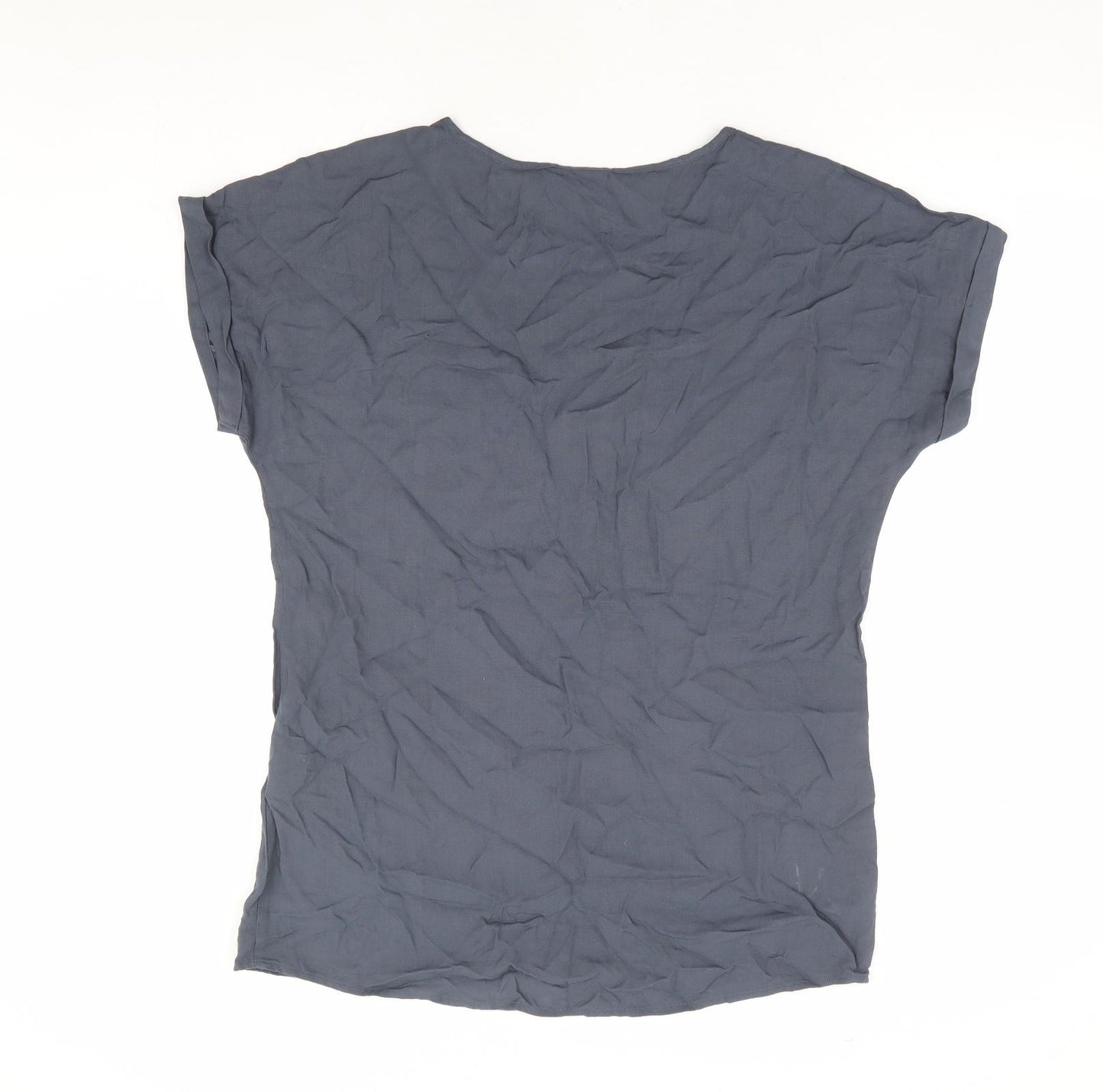 VERO MODA Womens Grey Viscose Basic Blouse Size M Round Neck