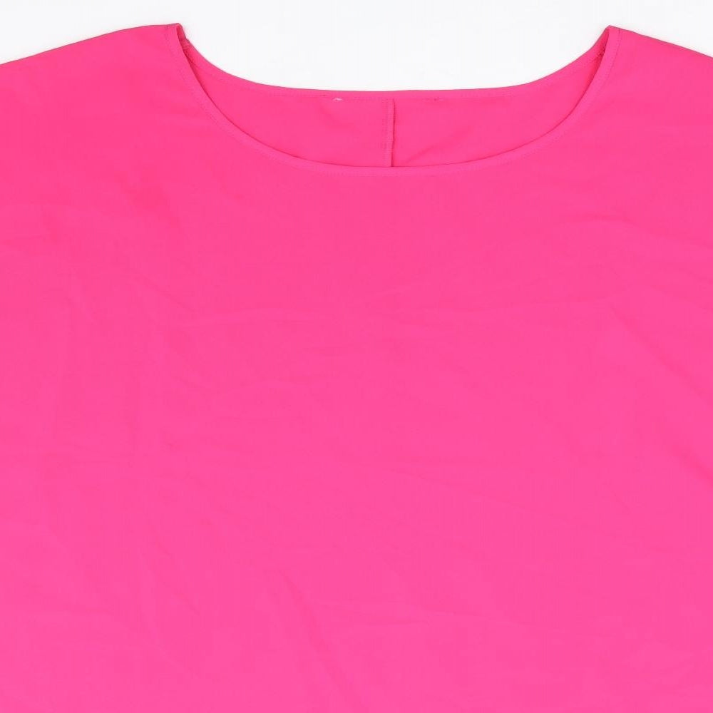 Yours Womens Pink Polyester Basic Blouse Size 26 Round Neck