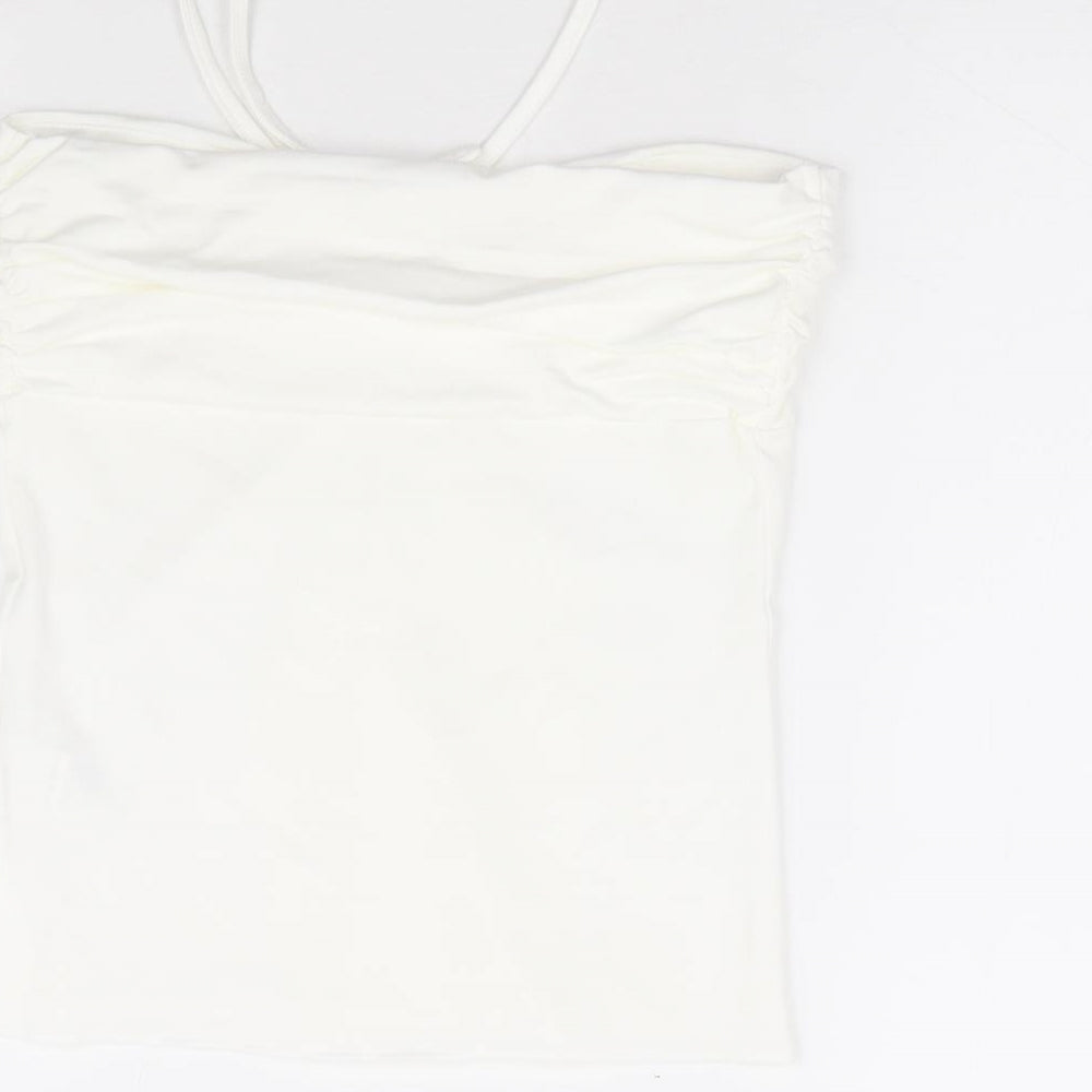SheIn Womens White Polyester Basic Tank Size XS Halter - Heart