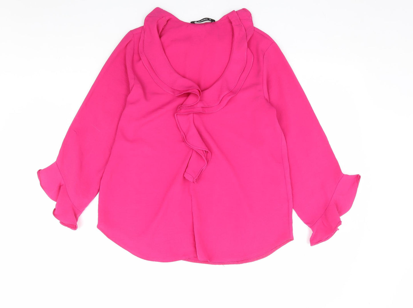 Dunnes Stores Womens Pink Polyester Basic Blouse Size 10 V-Neck