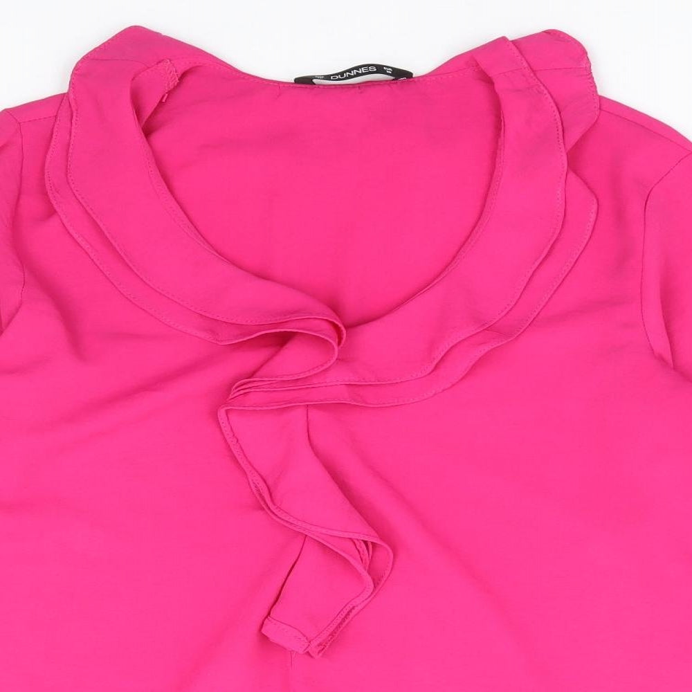 Dunnes Stores Womens Pink Polyester Basic Blouse Size 10 V-Neck