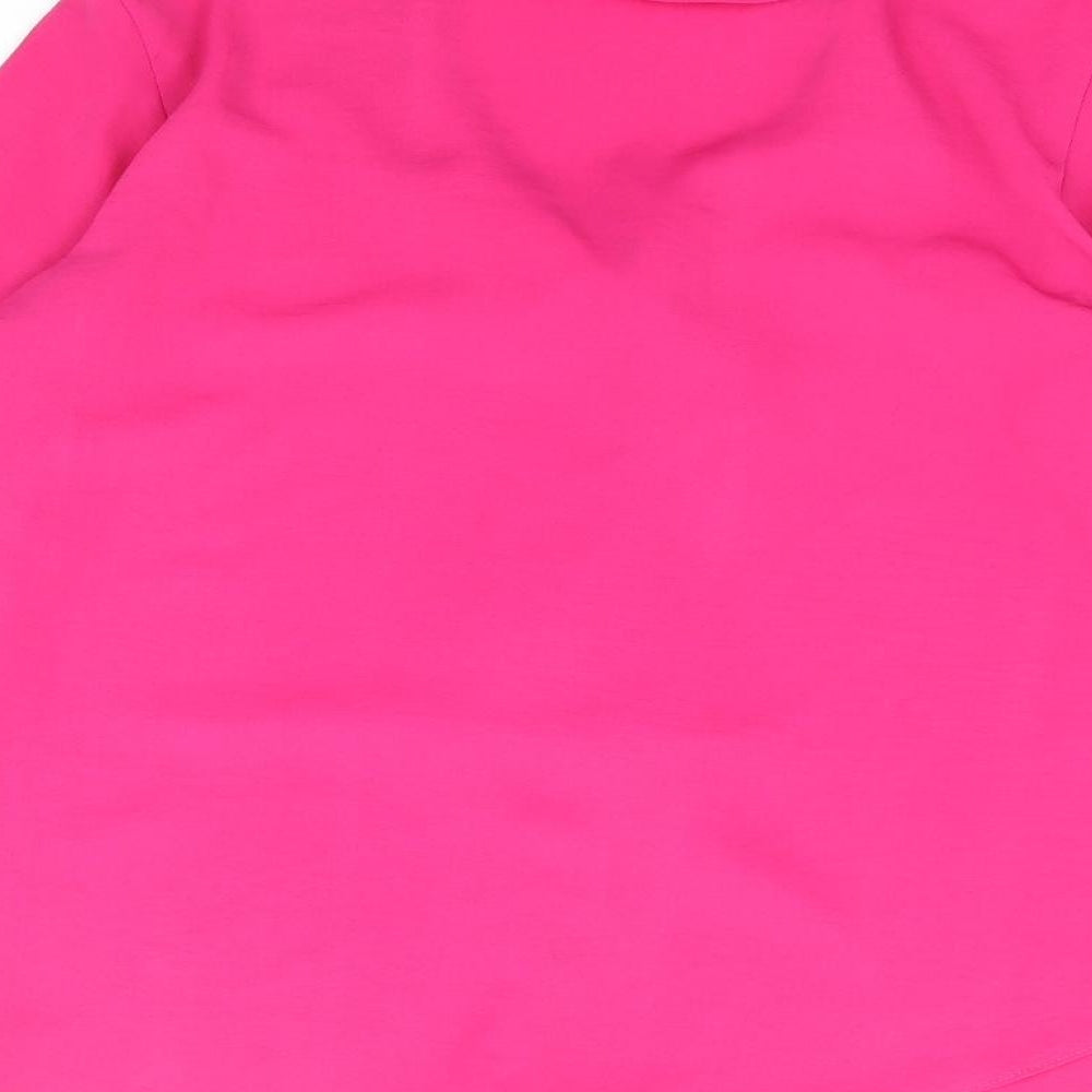 Dunnes Stores Womens Pink Polyester Basic Blouse Size 10 V-Neck