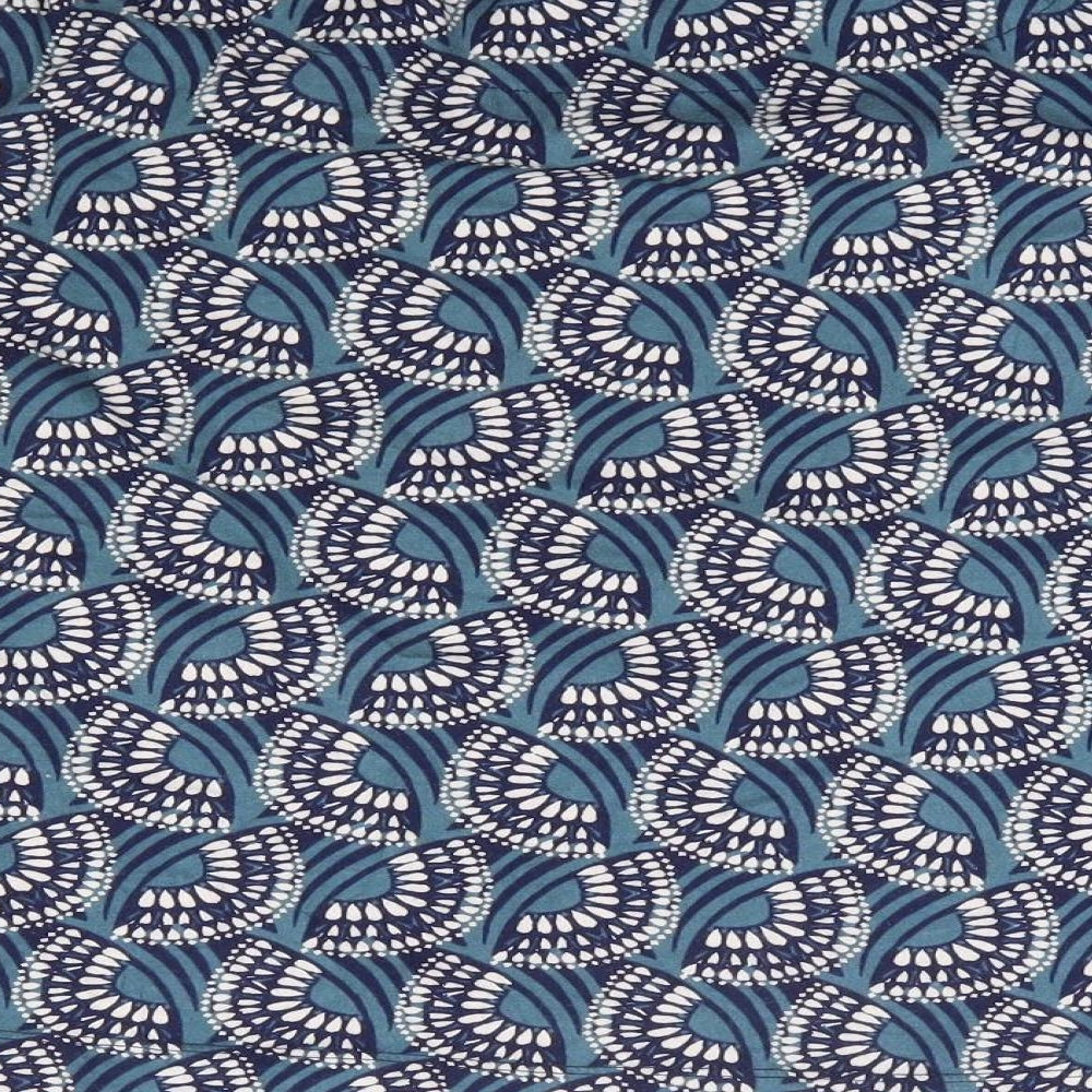 Minstral Womens Blue Geometric 100% Cotton Basic T-Shirt Size 10 Round Neck