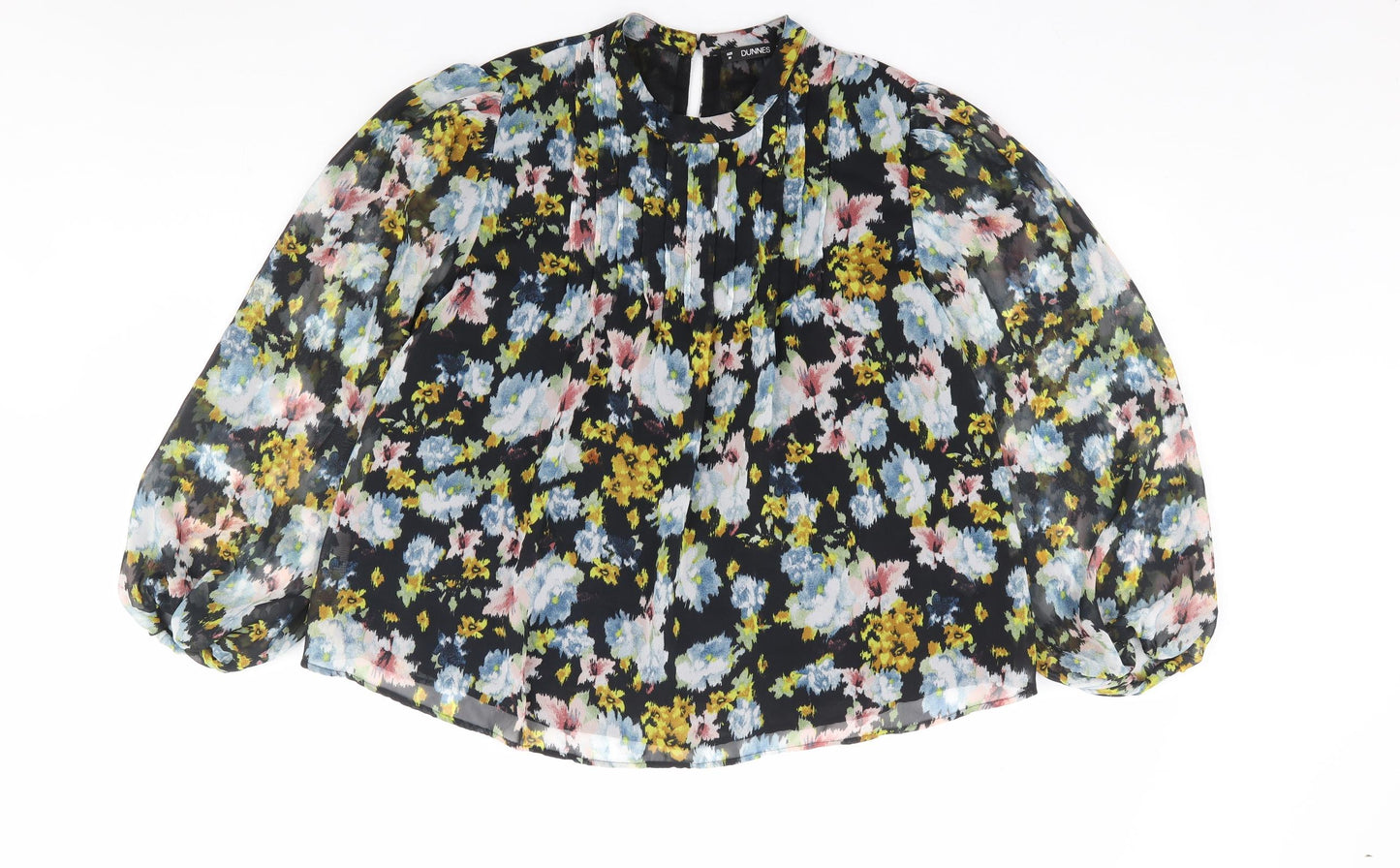 Dunnes Stores Womens Multicoloured Floral Polyester Jersey Blouse Size M Round Neck
