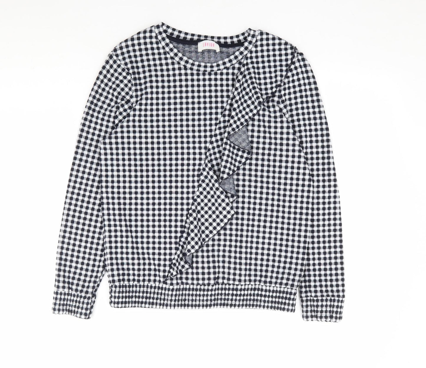 Savida Womens Black Check Polyester Pullover Sweatshirt Size M Pullover