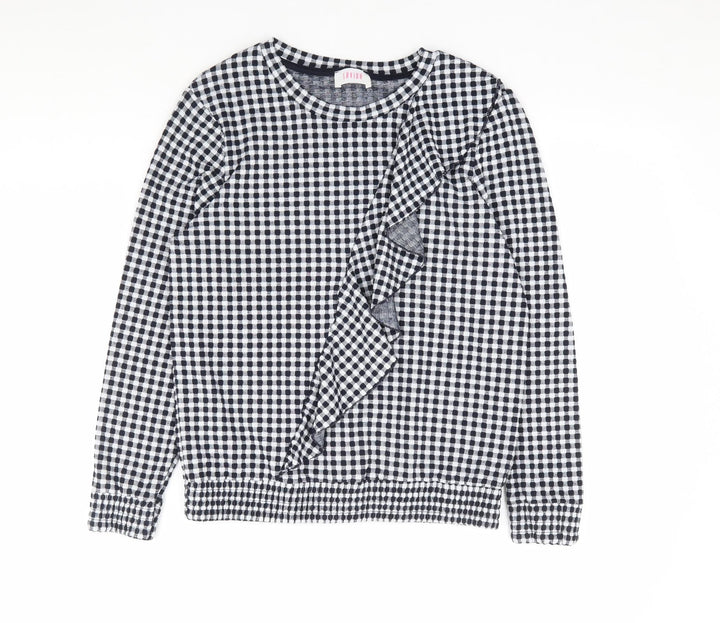 Savida Womens Black Check Polyester Pullover Sweatshirt Size M Pullover