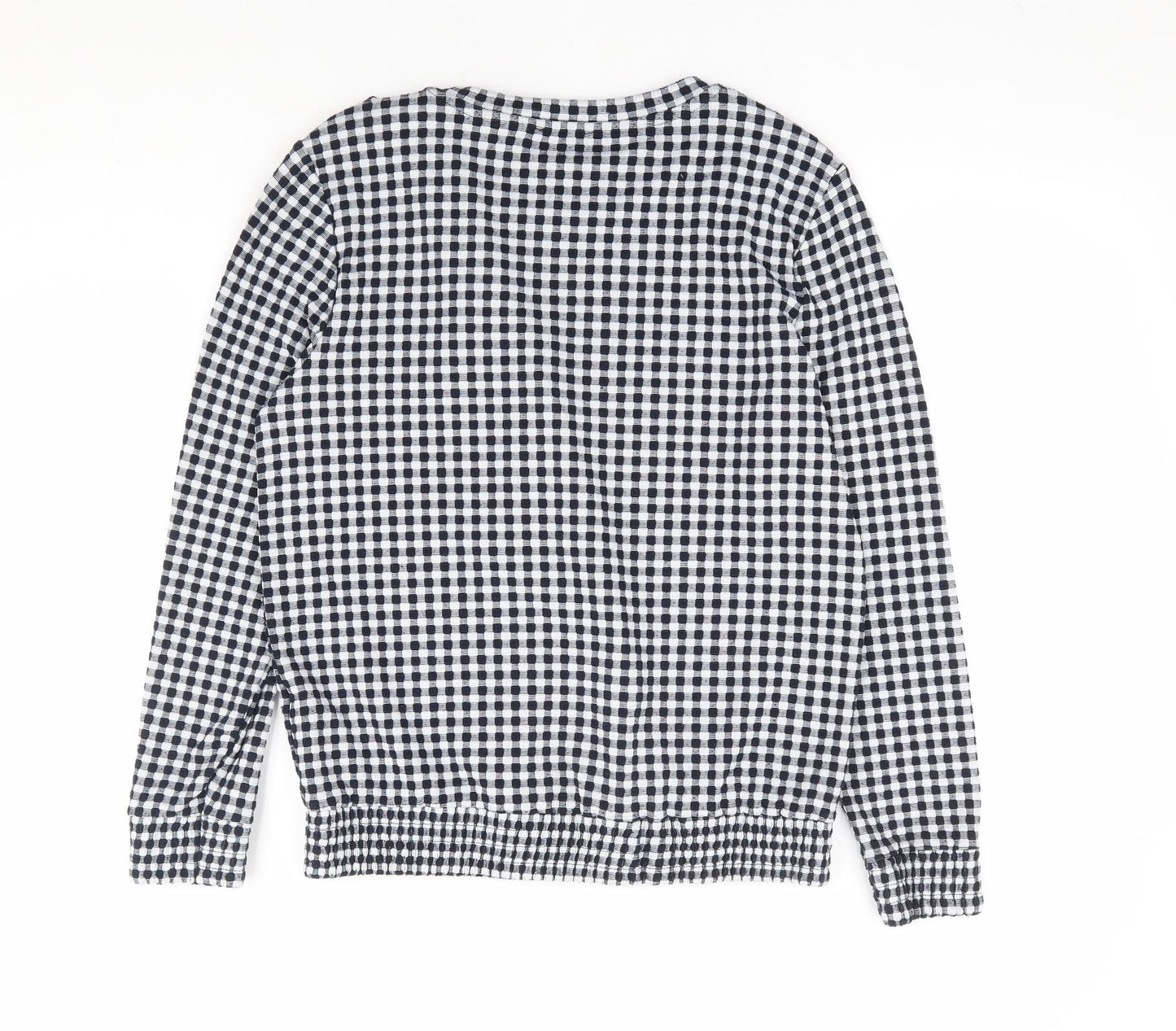 Savida Womens Black Check Polyester Pullover Sweatshirt Size M Pullover