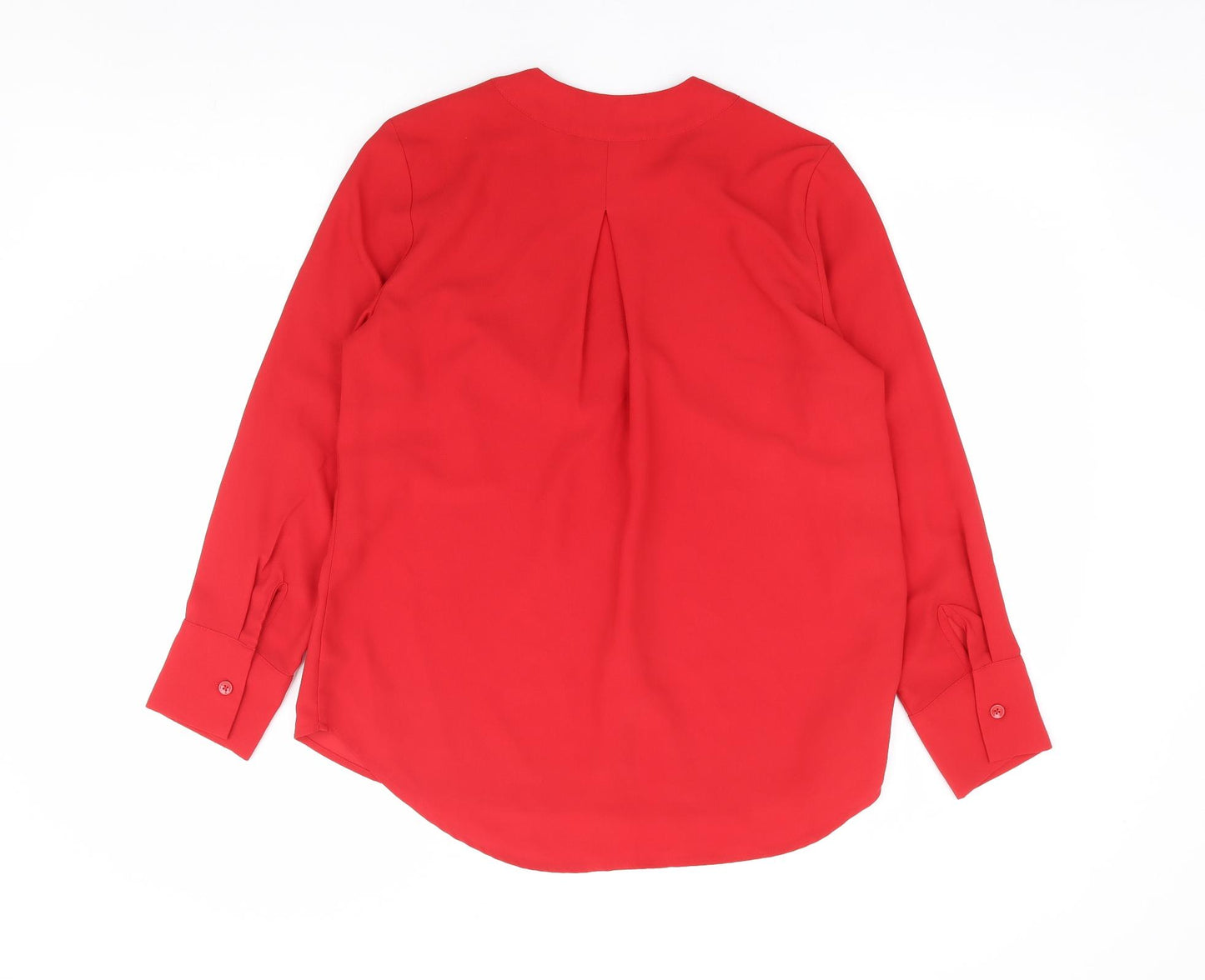 Dunnes Stores Womens Red Polyester Basic Blouse Size S V-Neck