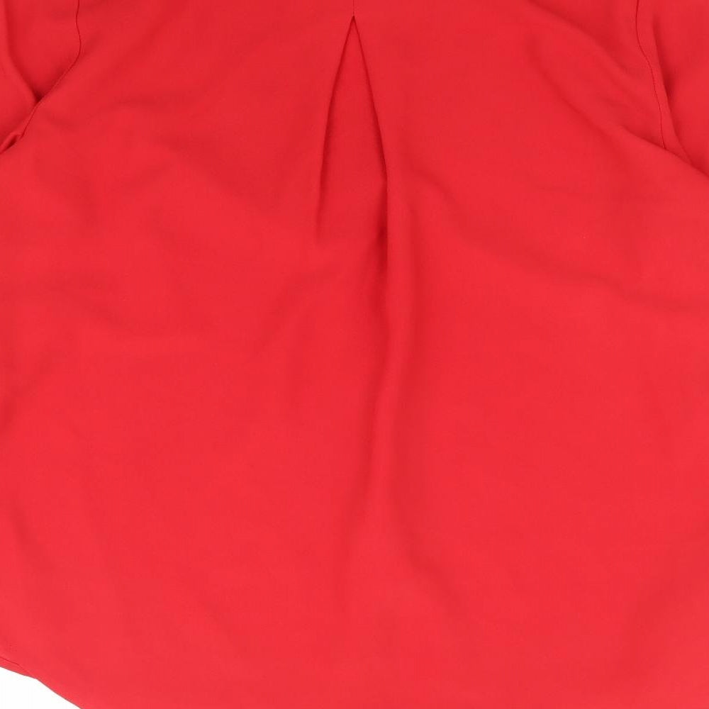 Dunnes Stores Womens Red Polyester Basic Blouse Size S V-Neck